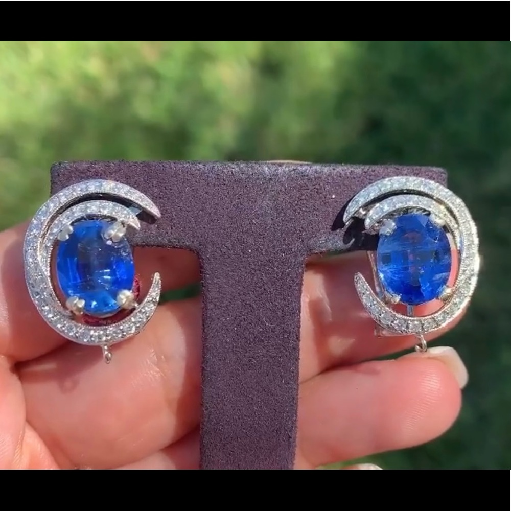 WOW! Blue Kyanite Diamond Earrings! 24 hour sale!